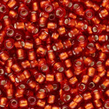 Perles de rocaille Toho 11/0 #25F Silver Lined Frosted Light Siam Ruby 8-9g Flacon