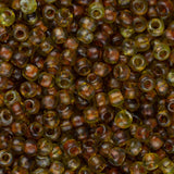 11/0 Toho Seed Beads #Y315F Transparent Frosted Lime Green Picasso 8-9g Vial