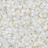 Perles de rocaille Toho 11/0 #2100 Flacon blanc laiteux doublé d'argent 8-9g