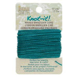 Knot It Cordon Brésilien Ciré 1mm Vert Mer 15yd Carte