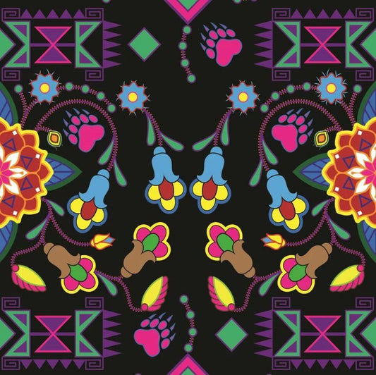 Danse florale et géométrique 100 % coton - Prix au mètre