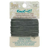Knot It Cordon Brésilien Ciré 1mm Gris Foncé 15yd Carte