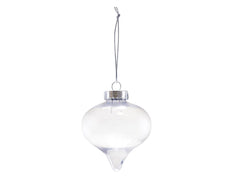 10cm Clear Plastic Onion Shaped Ornament with Hanger 1/pk