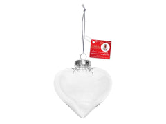 10cm Clear Plastic Heart Shaped Ornament with Hanger 1/pk