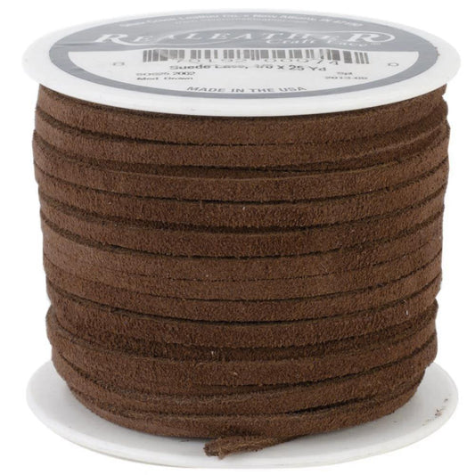Realeather Suede 1/8" Lace 25yd Medium Brown