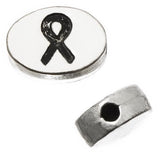 Perle en métal ruban ovale argenté antique de 8 x 11 mm chacune