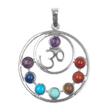 Mixed Gemstone Om Pendant 35x32mm 1/pk