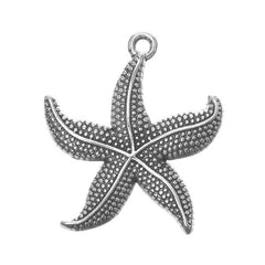 1" Antique Silver Starfish Charm 5/pk