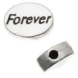 Metal Oval "Forever" Bead 8x11mm Antique Silver (Each)