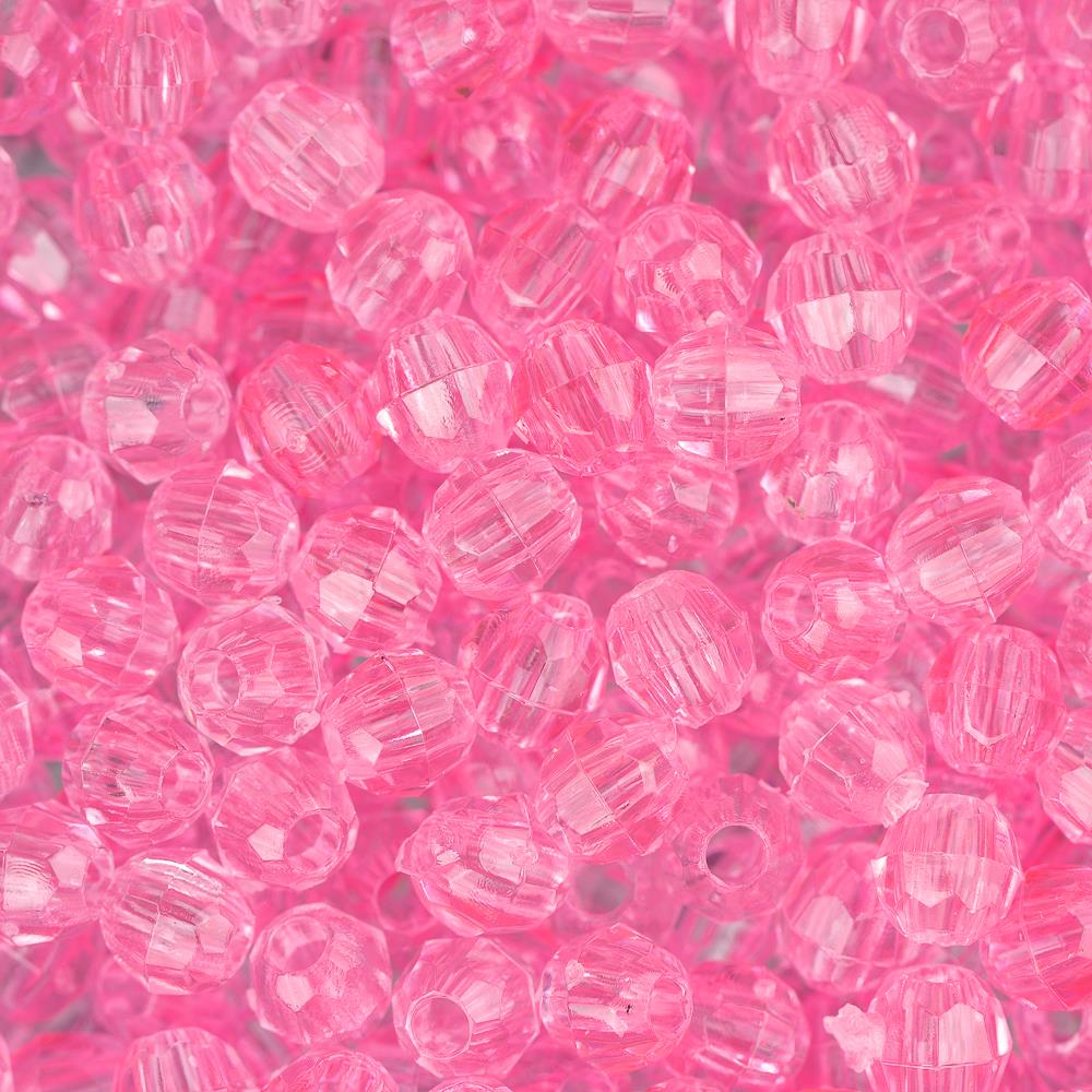 4mm Plastic Facetted Beads 1350/pk - Pink