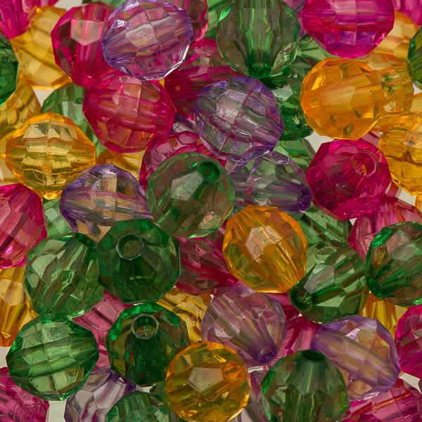 8mm Plastic Facetted Beads Multi Colour iBead Inc.