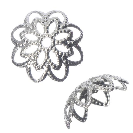 10mm Silver Filligree Bead Caps 50/pk