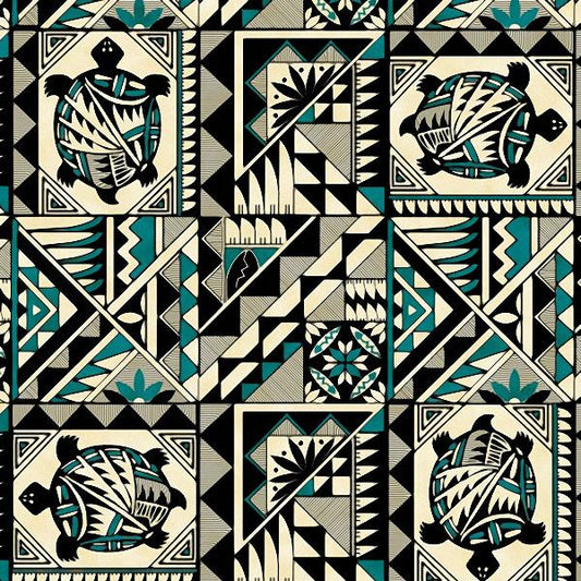 Cotton Fabric Turtles #471 Turquoise - Half Yard