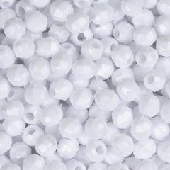 4mm Plastic Facetted Beads 1350/pk - White