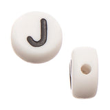 6mm Flat Round Letter "J" Beads 10/pk