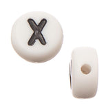 6mm Flat Round Letter "X" Beads 12/pk