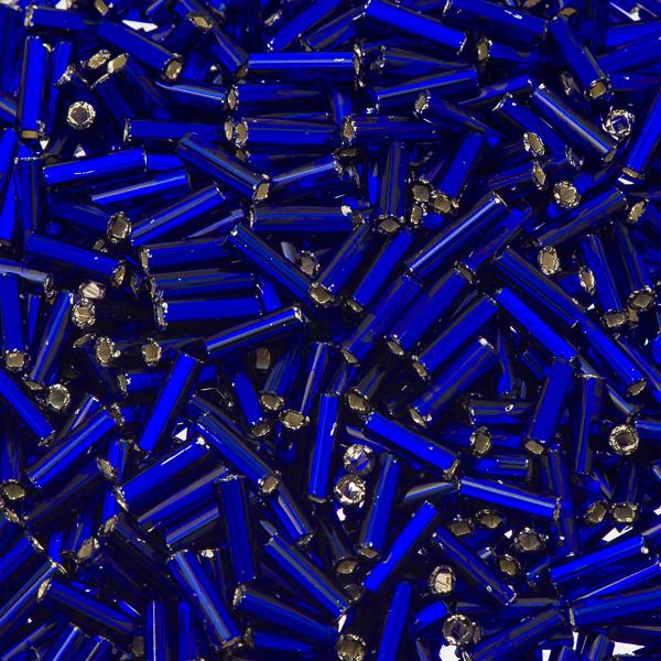 #3 Bugle Beads Royal Blue Silver Lined