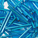 30mm Czech Bugle Beads Silver Lined Aqua 25g Bag