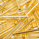 30mm Czech Bugle Beads Silver Lined Gold 25g Bag