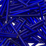 Sachet de 25 g de perles de clairon tchèque droites de 30 mm doublées d'argent bleu royal