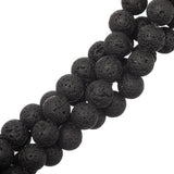 10mm Lava Black (Natural) Perles 15-16" Strand