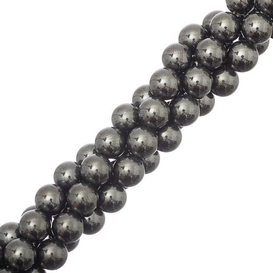 Hematite Beads 8mm Round Grade AA (Synthetic) 15-16" Strand