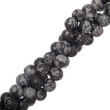 Perles de flocon de neige en obsidienne de 8 mm (naturelles) brin de 15 à 16 po