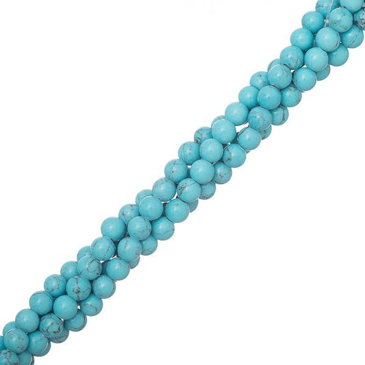 Turquoise Blue Beads 4mm Round (Synthetic/Dyed) 15-16" Strand