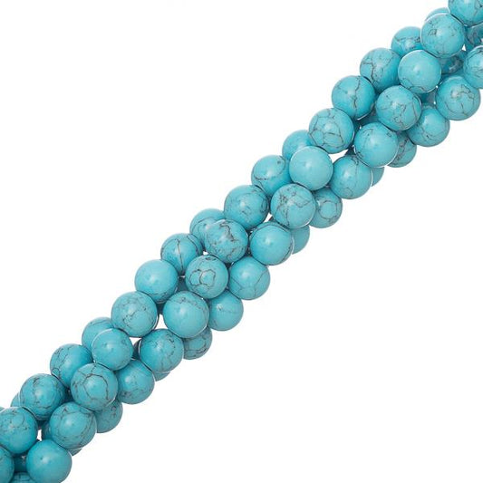 Turquoise Blue Beads 6mm Round (Synthetic/Dyed) 15-16" Strand