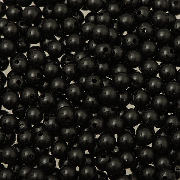6mm Round Plastic Beads 1000/pk - Black