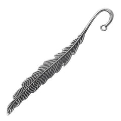 4 1/2 Inch Antique Silver Feather Bookmark 5/pk