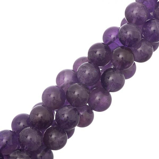 Amethyst Beads 10mm Round Grade AB (Natural) 15-16" Strand