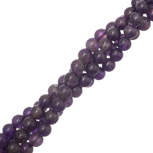Amethyst Beads 6mm Round Grade AB (Natural) 15-16" Strand