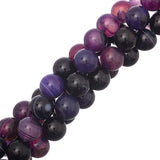 Striped Agate Purple Beads 10mm Round (Natural/Dyed) 15-16" Strand