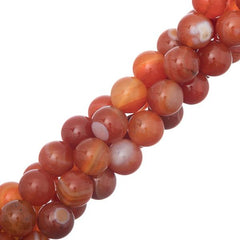 10mm Agate Striped Orange (Natural/Dyed) Beads 15-16" Strand