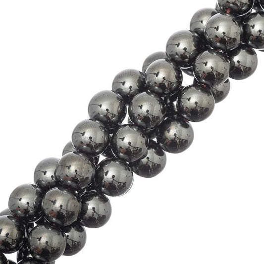 Hematite Beads 10mm Round Grade AA (Synthetic) 15-16" Strand