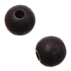 10mm Round Black Wood Beads