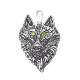 Wolf Head Pendant 1 3/8 Inch with Green Eyes 1/pk