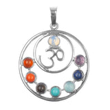 Mixed Gemstone Om Pendant 35x32mm 1/pk