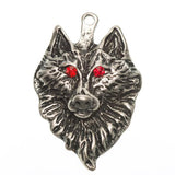 Wolf Head Metal Pendant 35x24mm Red Eyes 1/pk