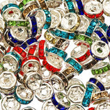 Argent Rondelle Strass 6mm Perle Multi Métal 100/pk