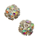 Argent Rond Strass 6mm Cristal AB Métal Perle 10/pk
