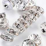 Argent Rondelle Strass 8mm Cristal Métal Perle 100/pk