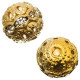 Or rond strass 10 mm cristal métal perle 10/pk