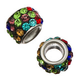 European Rhinestone Beads 12mm Black Colourful 5/pk
