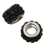 European Rhinestone Beads 12mm Black 5/pk