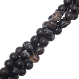 Striped Agate Black Beads 8mm Round Grade A (Natural/Dyed) 15-16" Strand