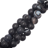 10mm Agate rayé noir (naturel/teint) Perles 15-16" Strand