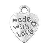 Made with Love Heart Metal Charm 25/pk