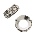 Argent Style Pandora Strass Rondelle Métal Perle 10/pk